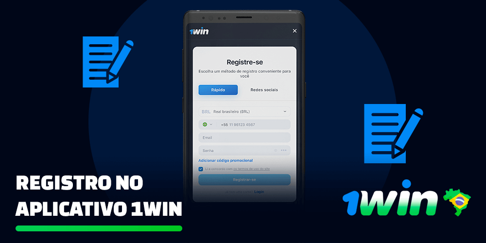 Registro no aplicativo 1win