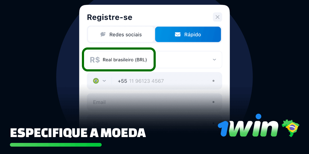 Durante o processo de registro de um novo usuário 1win, é necessário selecionar a moeda de sua preferência