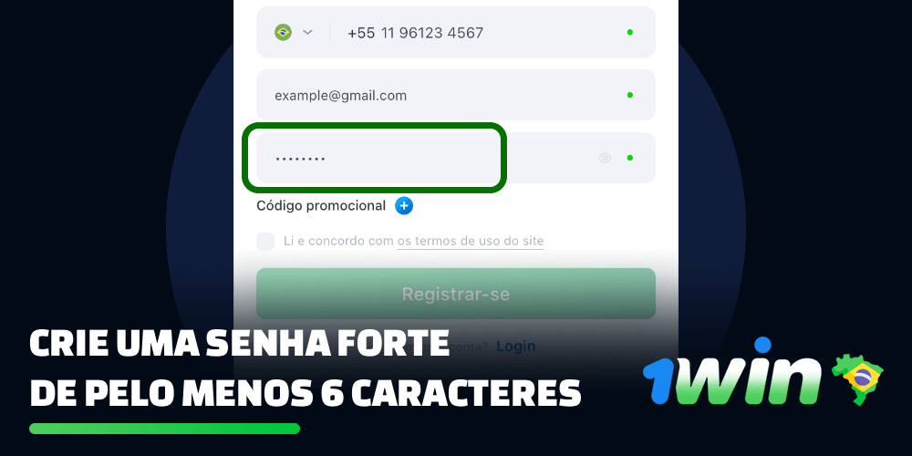 Ao se registrar na plataforma 1win, é necessário escolher uma senha forte