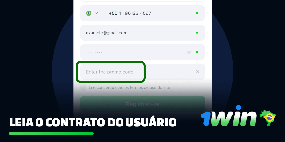 Durante o registro, você pode inserir o código promocional 1win, que lhe permite obter um bônus adicional ao se inscrever para uma conta