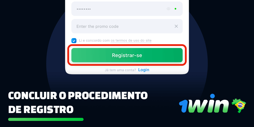 Para concluir o registro de um novo usuário 1win, é necessário clicar no botão correspondente